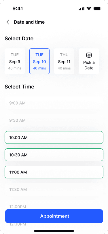 Booking Screen